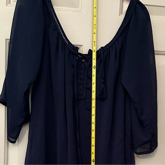 Flowy tunic top / short dress boho hippie size S - Purple Snow - Picture 8 of 9